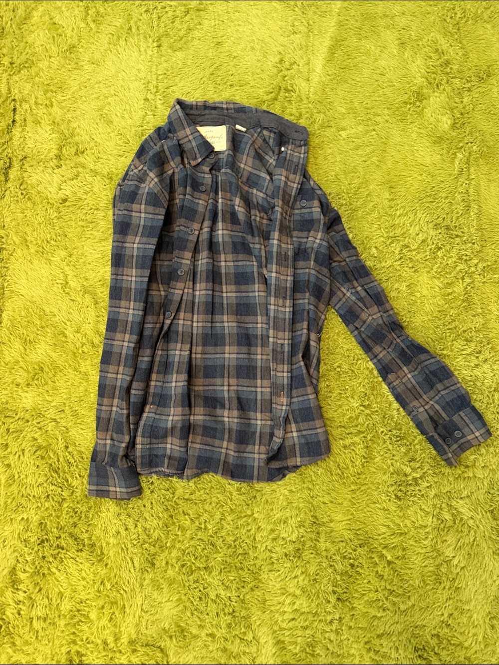Weatherproof Blue and Brown Plaid Button-Down Shirt